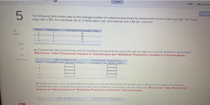 Swed Help Save & E 5 The following table shows