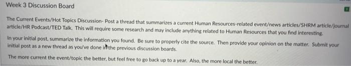human resource management Week 3 Discussion Board