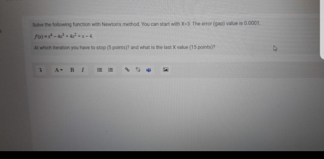 Solve the following function with Newton's