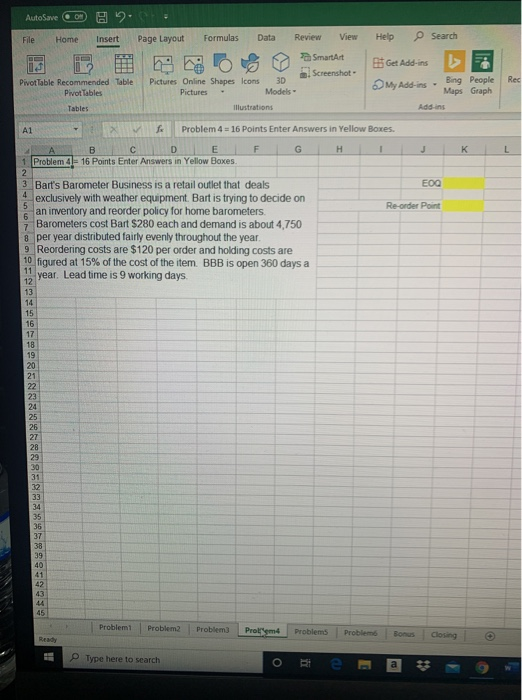 AutoSave com File Home 3 C ) Insert Page Layout E