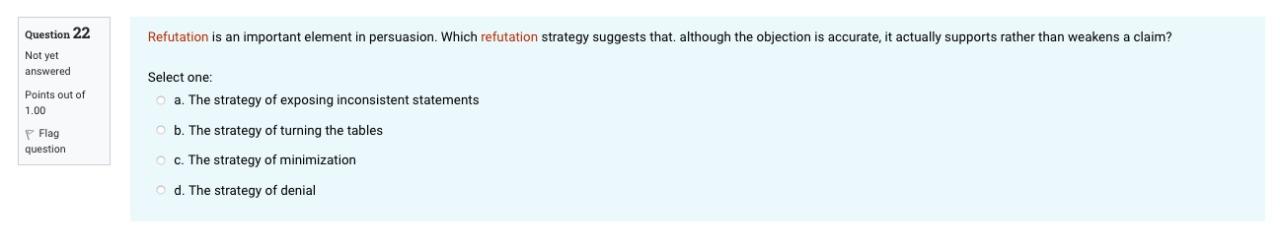 Give me the correct option. Refutation is an