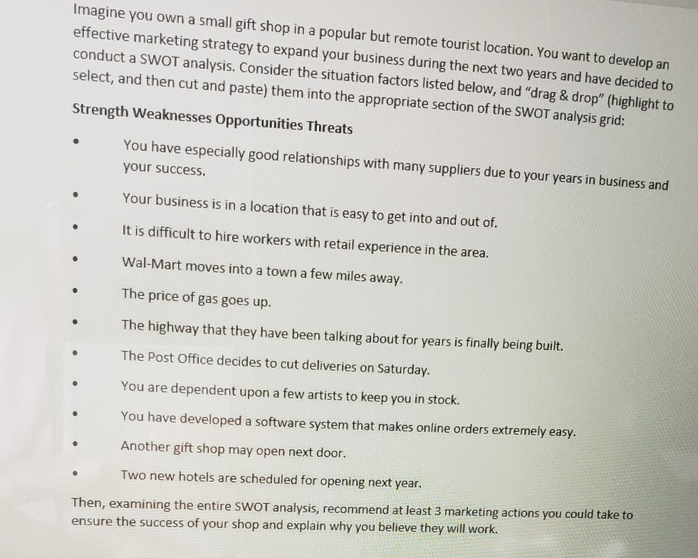 Imagine you own a small gift shop in a popular