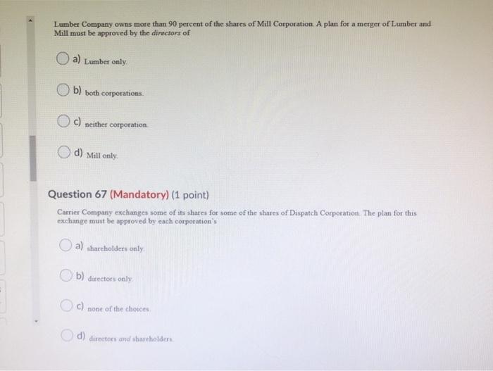 Lumber Company owns more than 90 percent of the