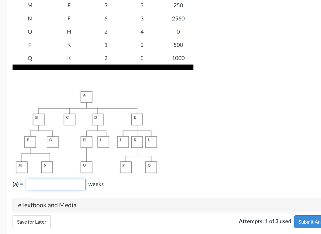 M F 3 3 250 N F 6 3 2560 O H 2 4 0 P K 1 2 500 Q