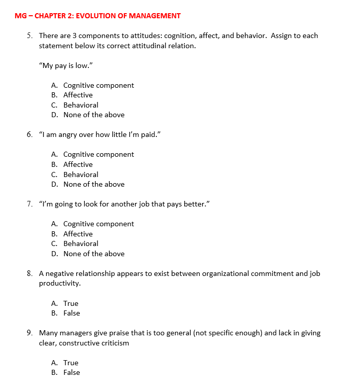 MG - CHAPTER 2: EVOLUTION OF MANAGEMENT 5. There
