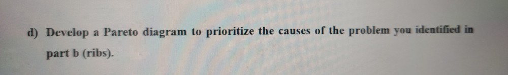 d) Develop a Pareto diagram to prioritize the
