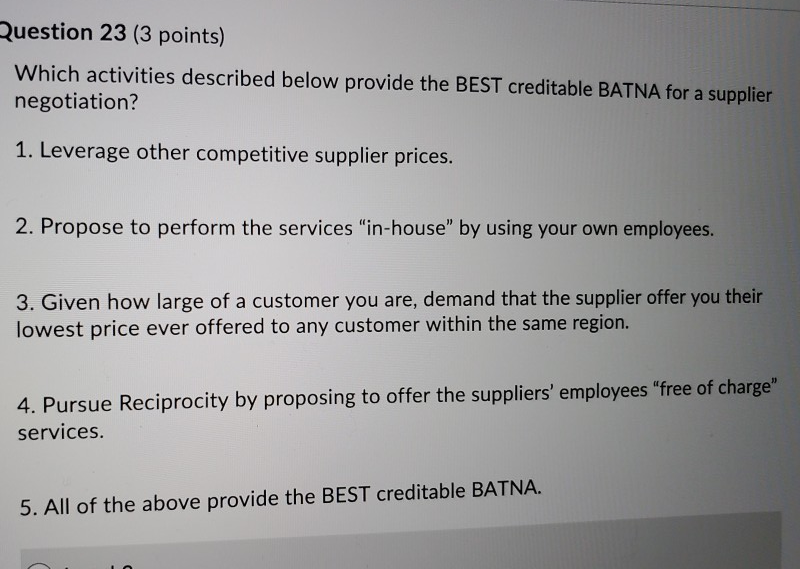 Question 23 (3 points) Which activities described