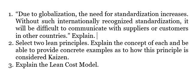 1. Due to globalization, the need for