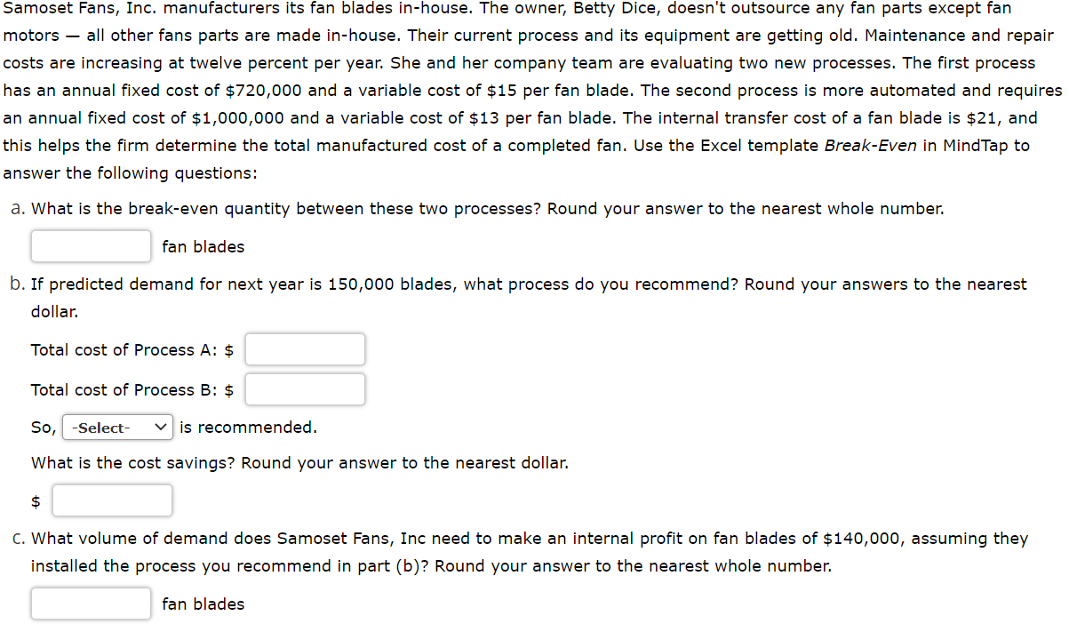 Samoset Fans, Inc. manufacturers its fan blades