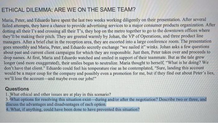 can someone help me with question 3 and 4 ETHICAL