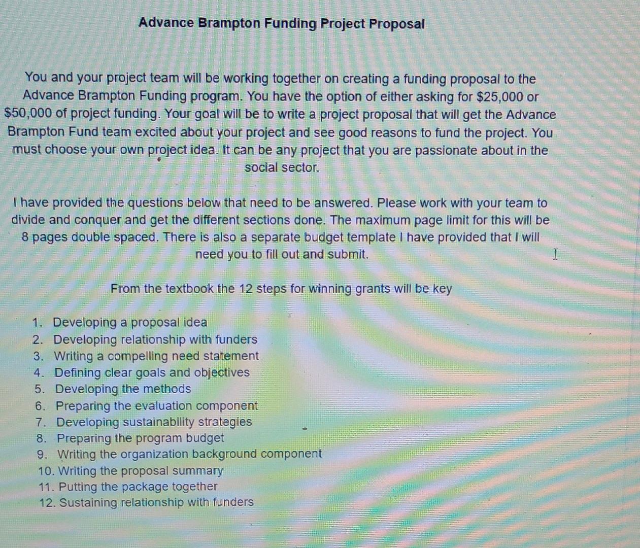 Advance Brampton Funding Project Proposal You and