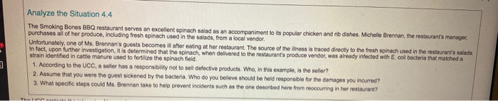 Analyze the Situation 4.4 The Smoking Bones BBQ