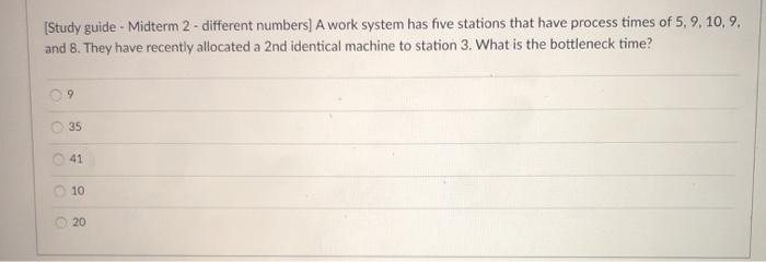 [Study guide - Midterm 2 - different numbers) A