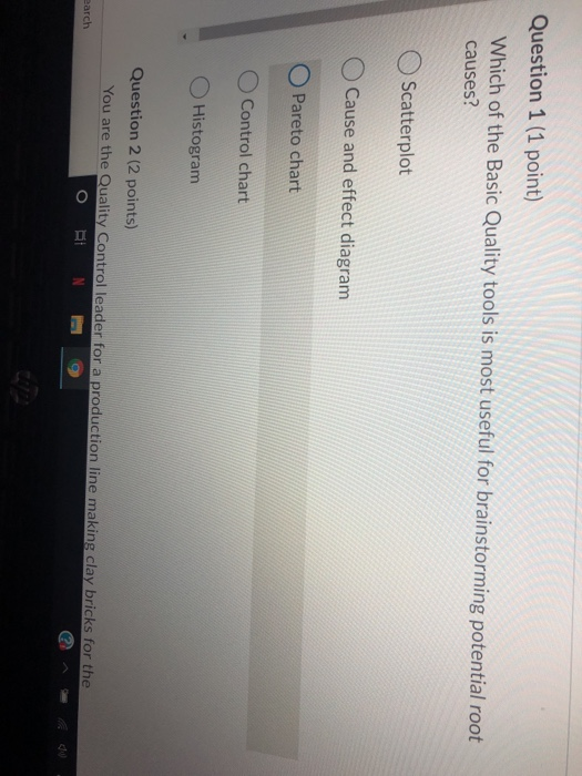 Question 1 (1 point) Which of the Basic Quality