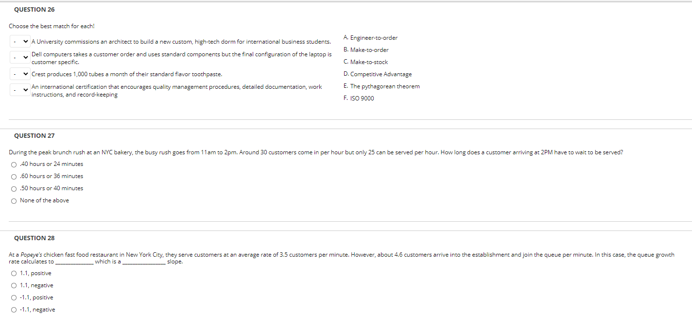 QUESTION 26 Choose the best match for each! A.