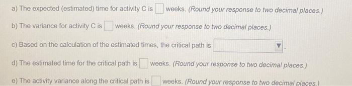 a) The expected (estimated) time for activity Cis