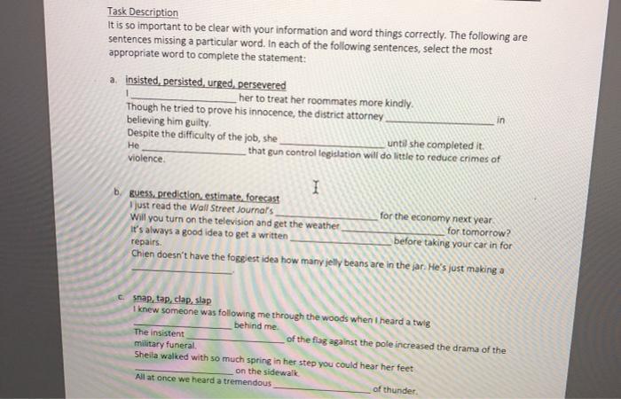 in Task Description It is so important to be