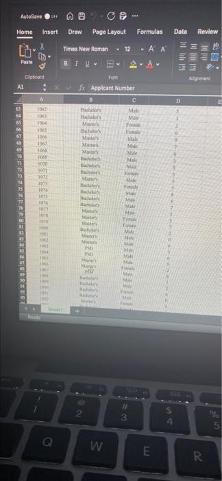 fx Applicant Number D Work Experience (Years 6 7