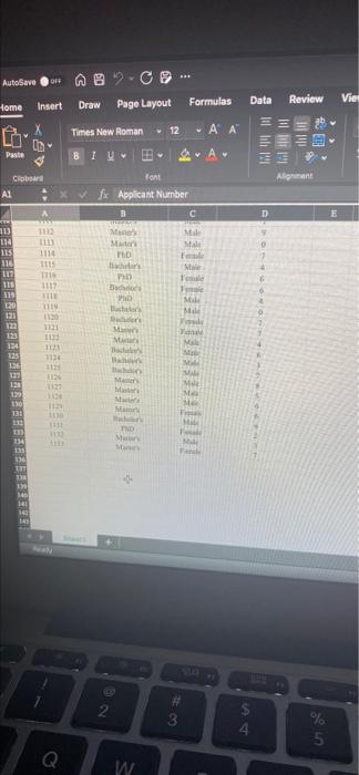 fx Applicant Number D Work Experience (Years 6 7