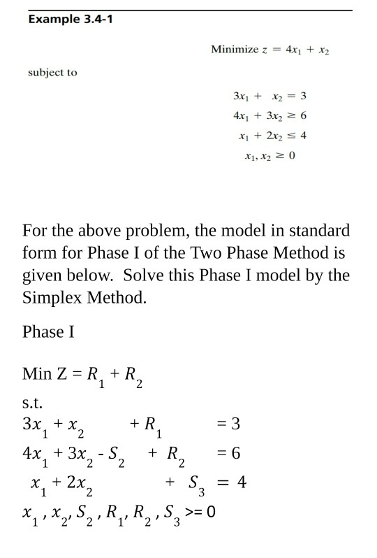 Example 3.4-1 Minimize z = 4x1 + x2 subject to