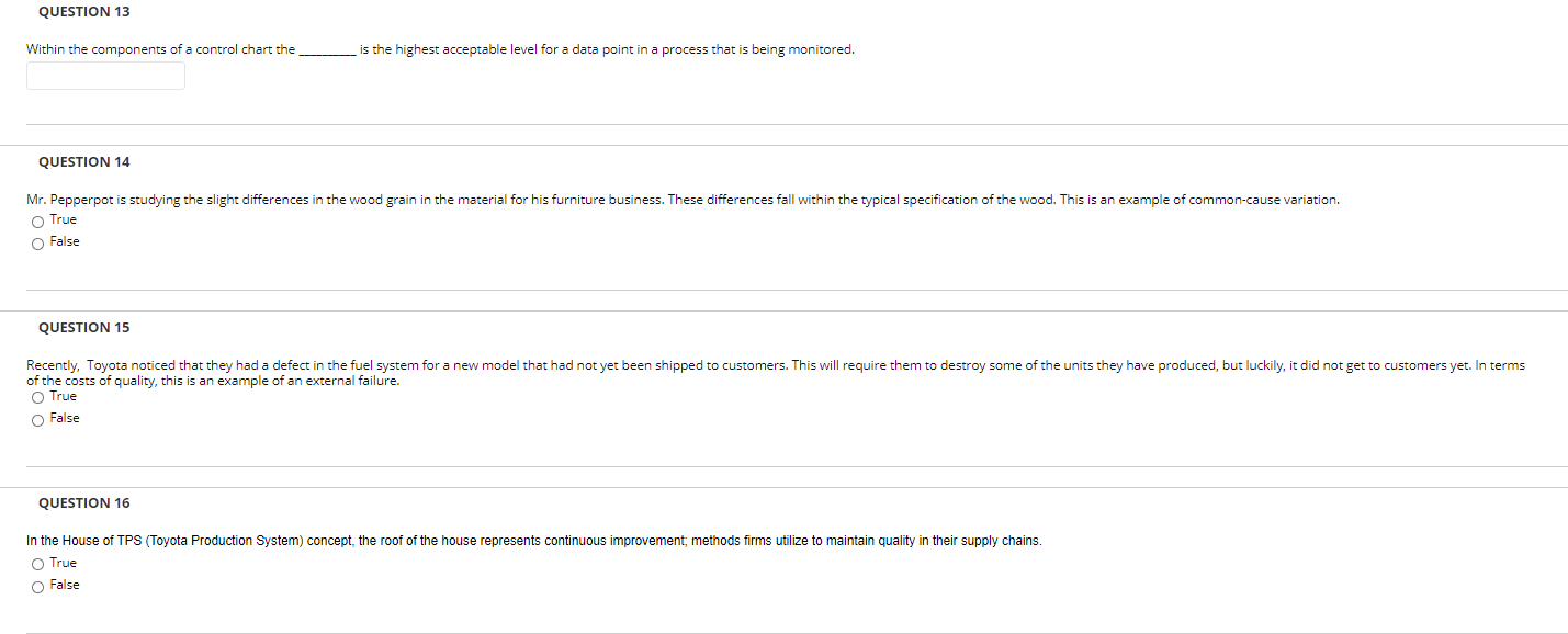 QUESTION 13 Within the components of a control