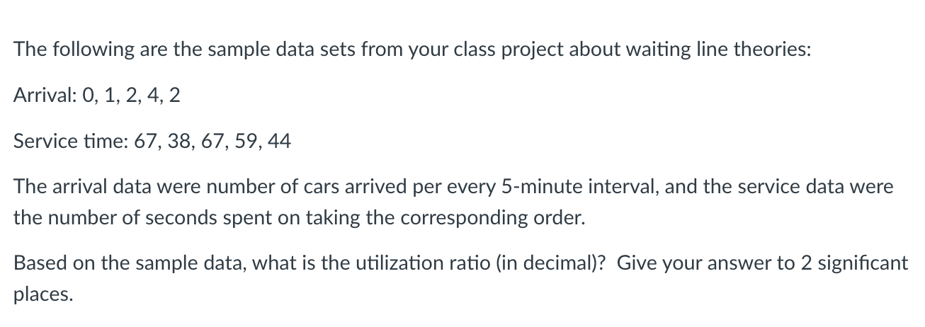 The following are the sample data sets from your