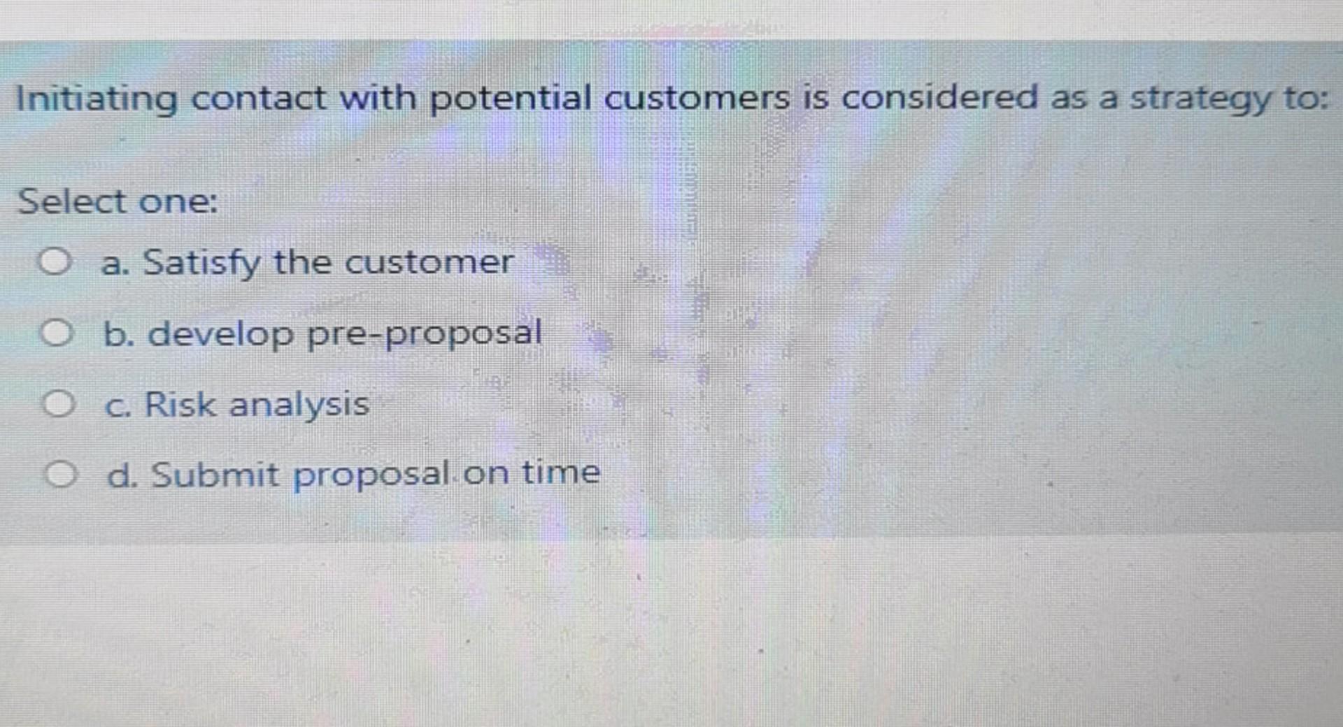"Zero Defect" is the objective of: Select one: O
