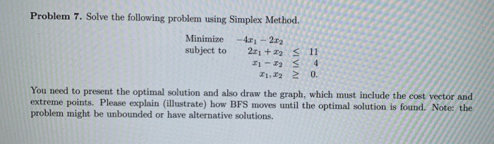Problem 7. Solve the following problem using