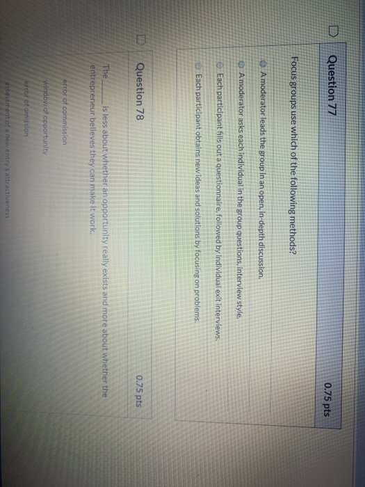 Question 79 0.75 pts Technological knowledge: is