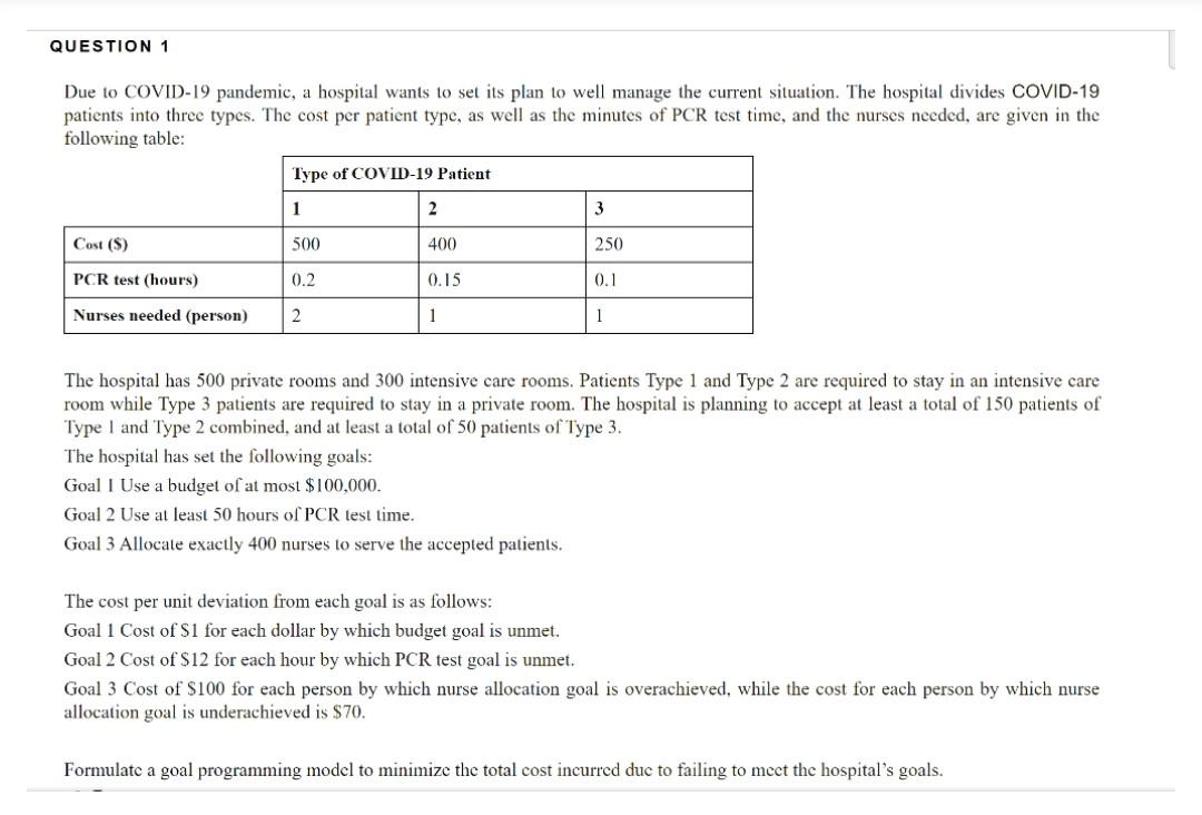 this is a goal programming problem . please