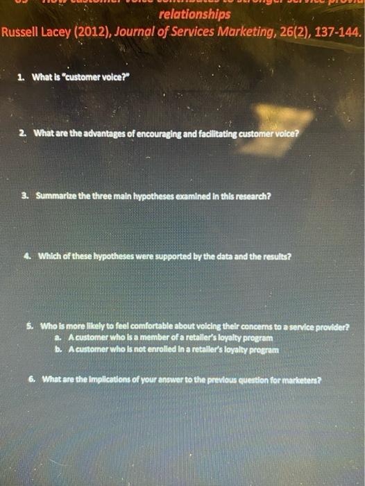 relationships Russell Lacey (2012), Journal of