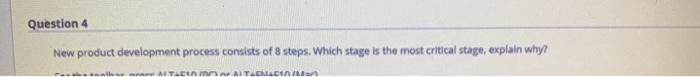Question 4 New product development process