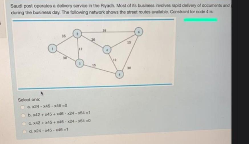 plz answer this Saudi post operates a delivery
