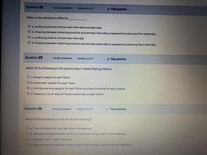 the subject is Production management Answers