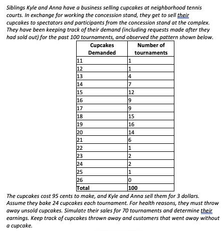Please use excel to make the simulation 1 7