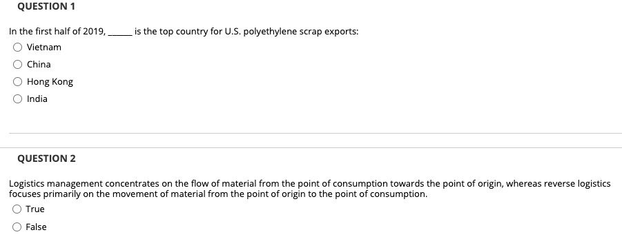 QUESTION 1 is the top country for U.S.