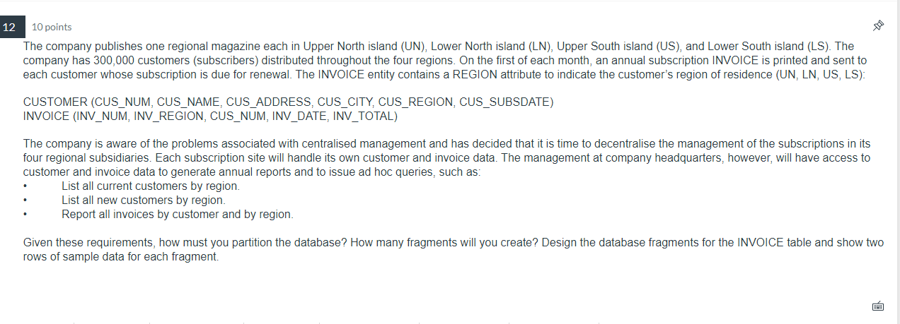 12 10 points The company publishes one regional