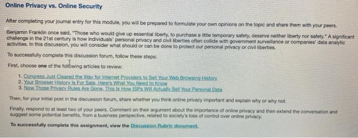 Online Privacy vs. Online Security After