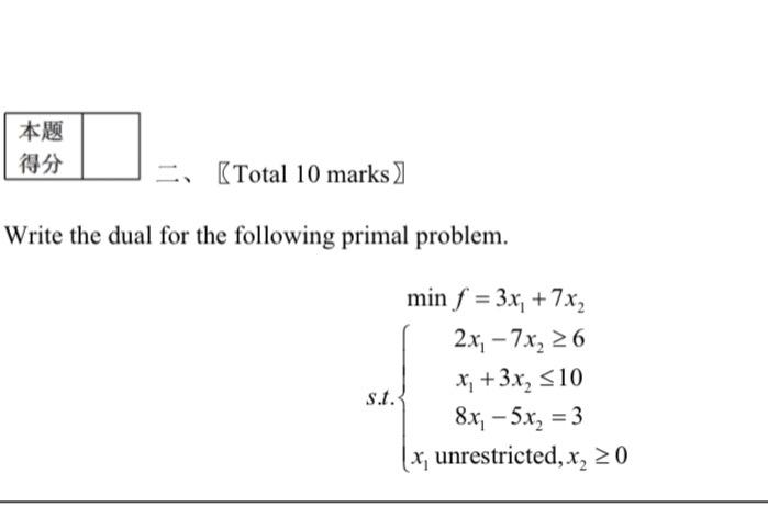 Operation Research - (Total 10 marks) Write the