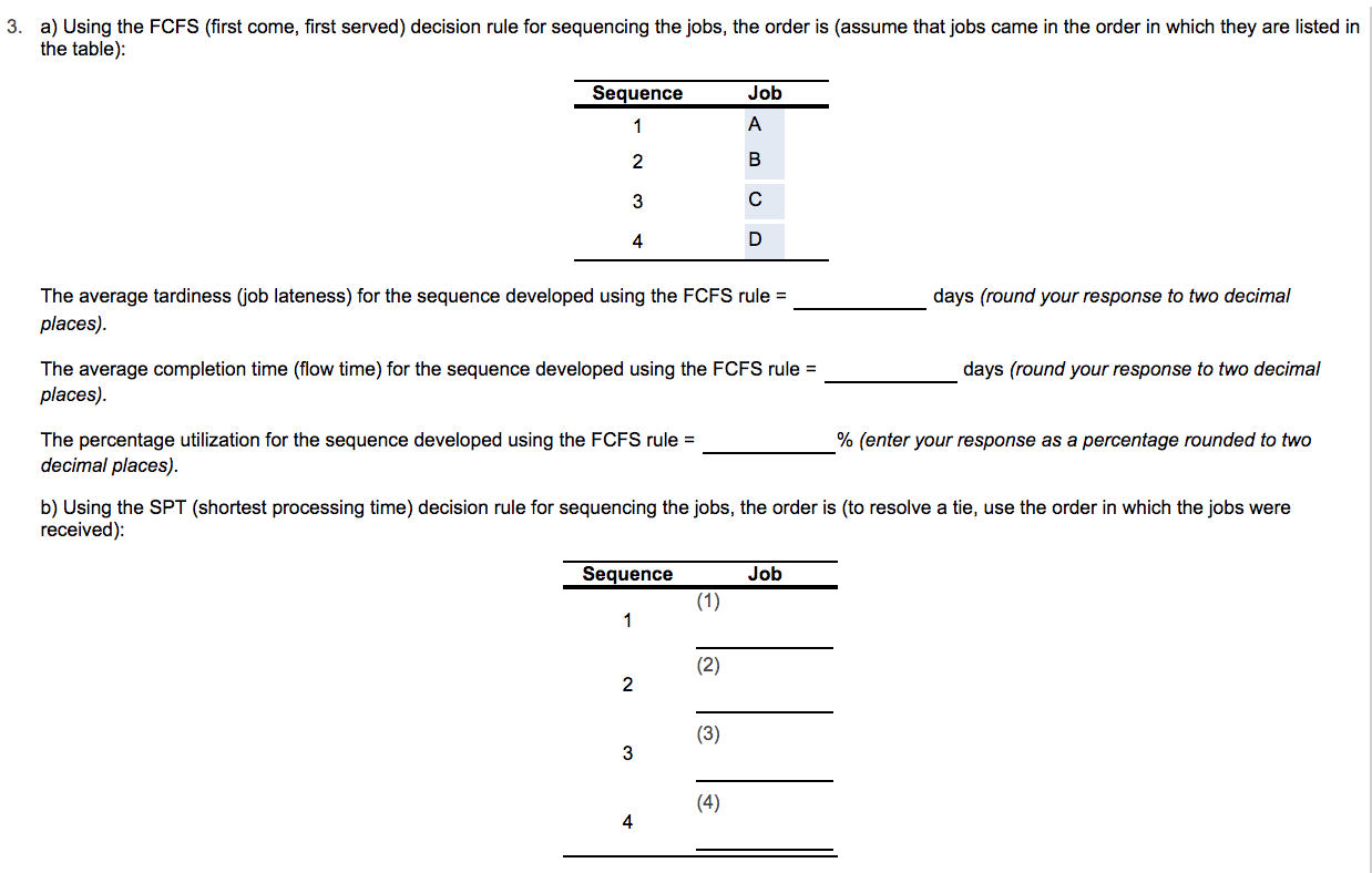 Using the FCFS (first come, first served)