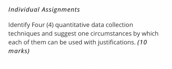 Individual Assignments Identify Four (4)