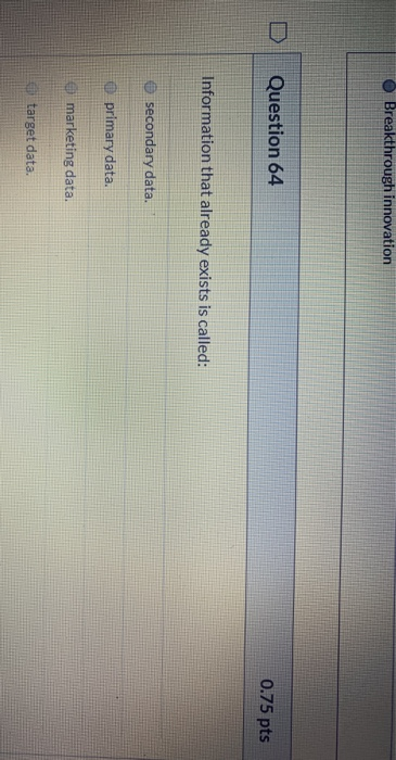 D Question 67 0.75 pts If there is a good fit