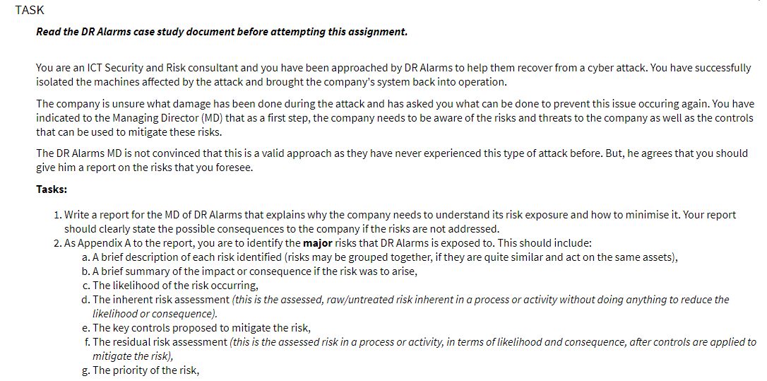 Your Appendix A Risk Register should be in table