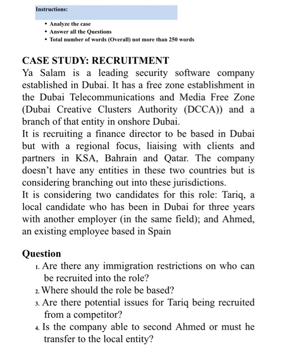 CASE STUDY: RECRUITMENT Ya Salam is a leading