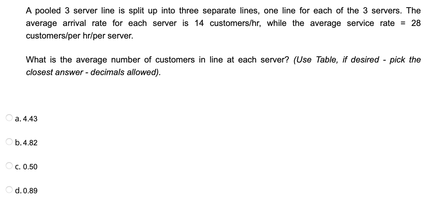 A pooled 3 server line is split up into three