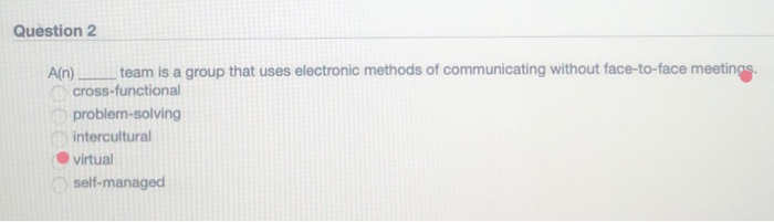 Question 2 A(n) team is a group that uses