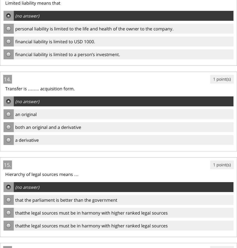 Limited liability means that (no answer) personal
