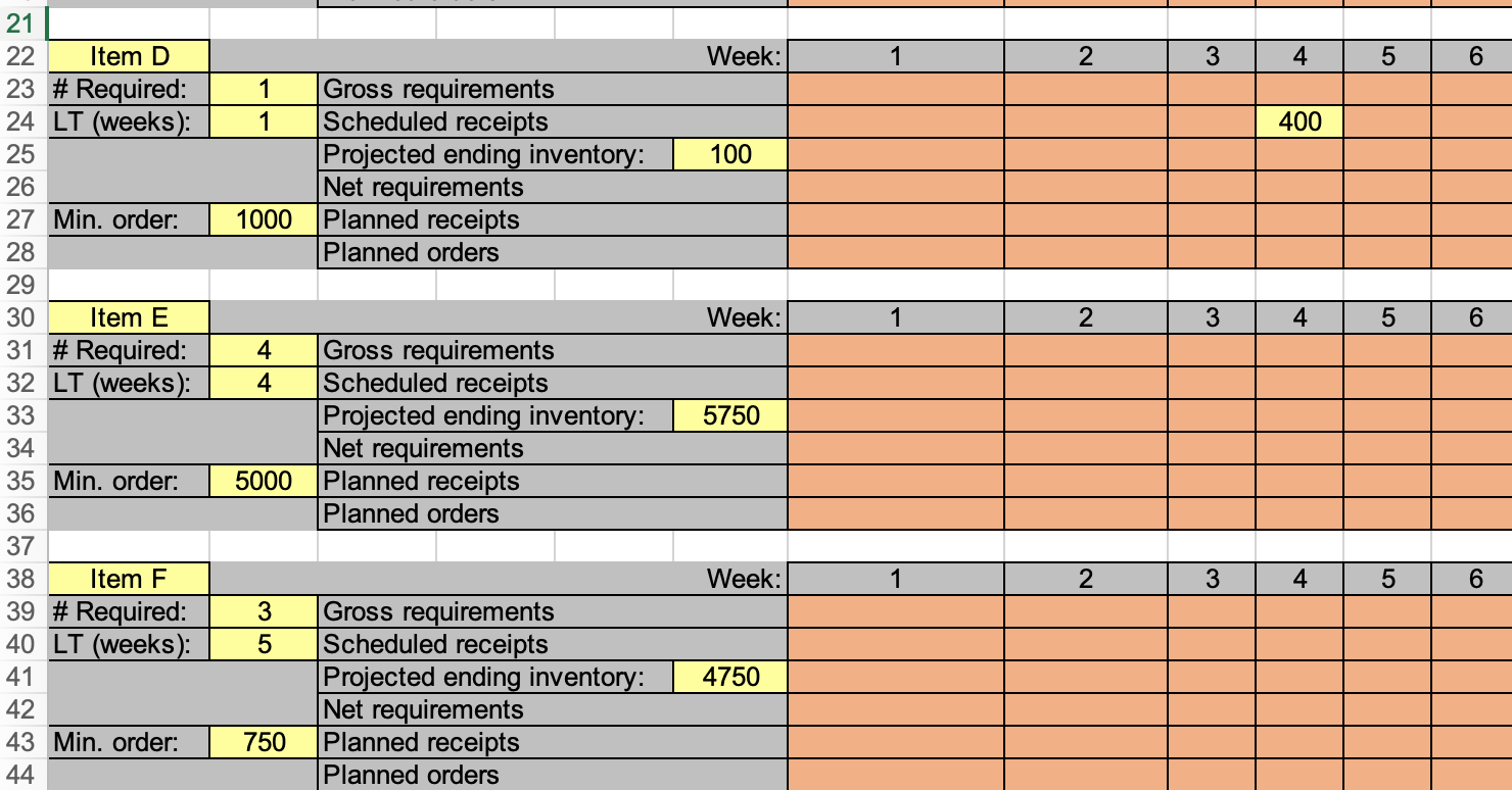 Please show the excel solutions using the exact