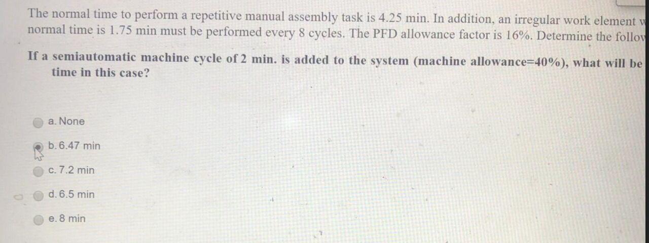 The normal time to perform a repetitive manual
