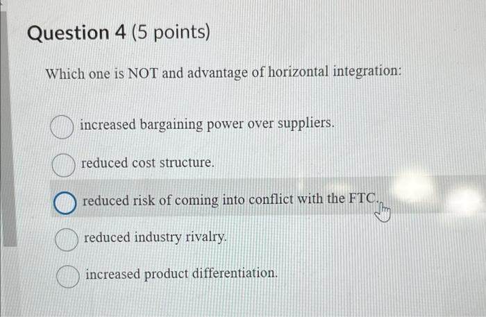 Question 4 (5 points) Which one is NOT and